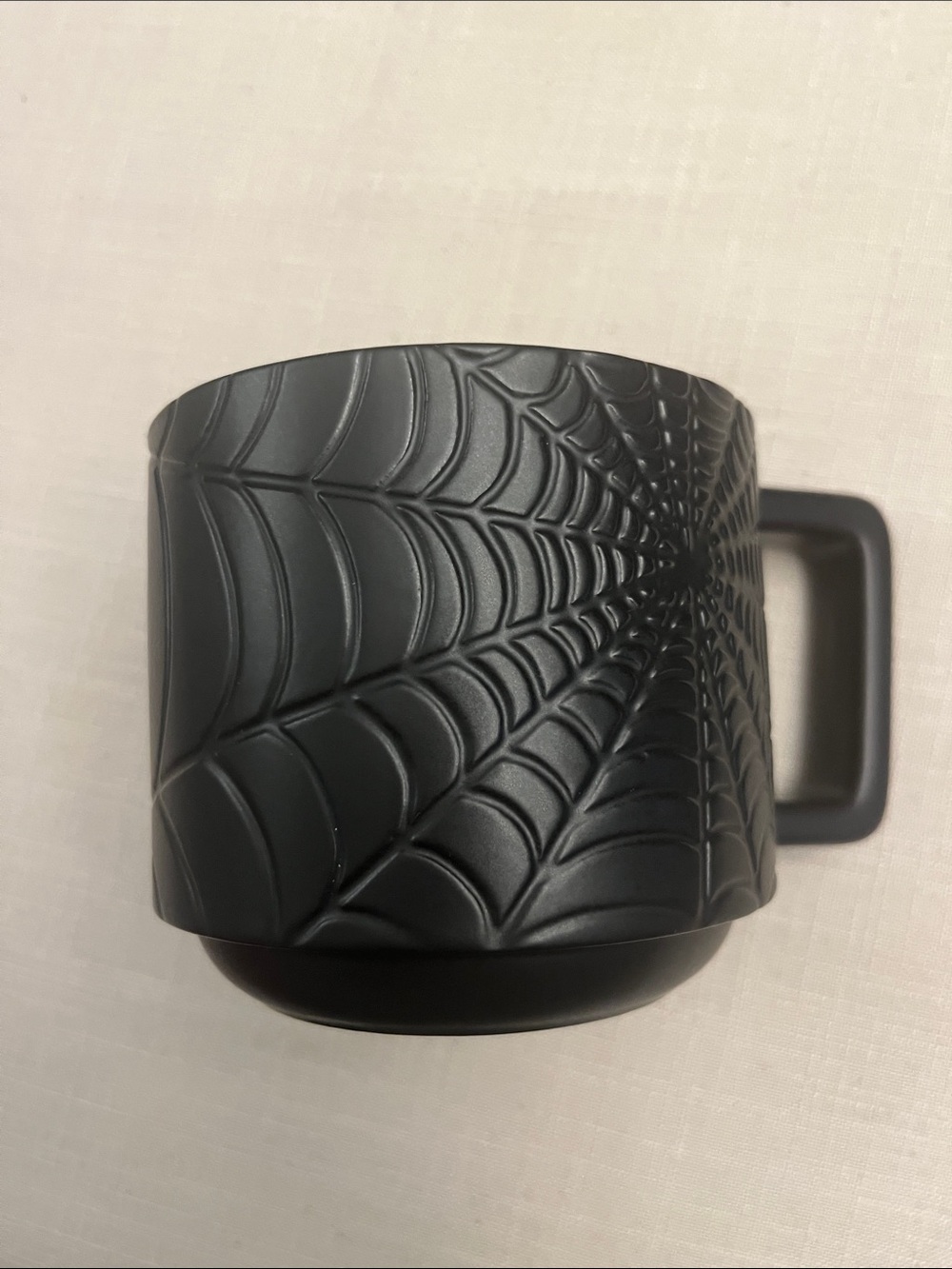 Starbucks Matte Black Spiderweb Embossed Ceramic Mug